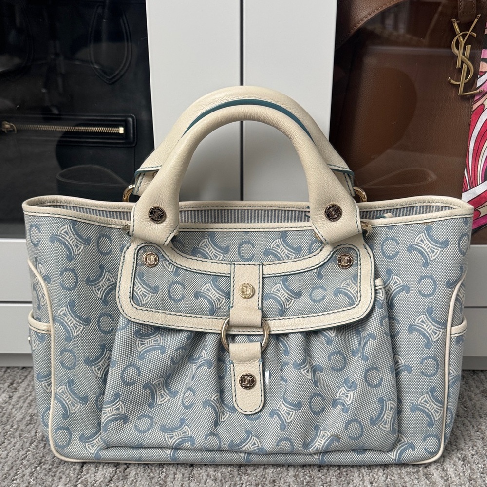 AUTHENTIC Celine Blue Macadam Boogie Bag—.